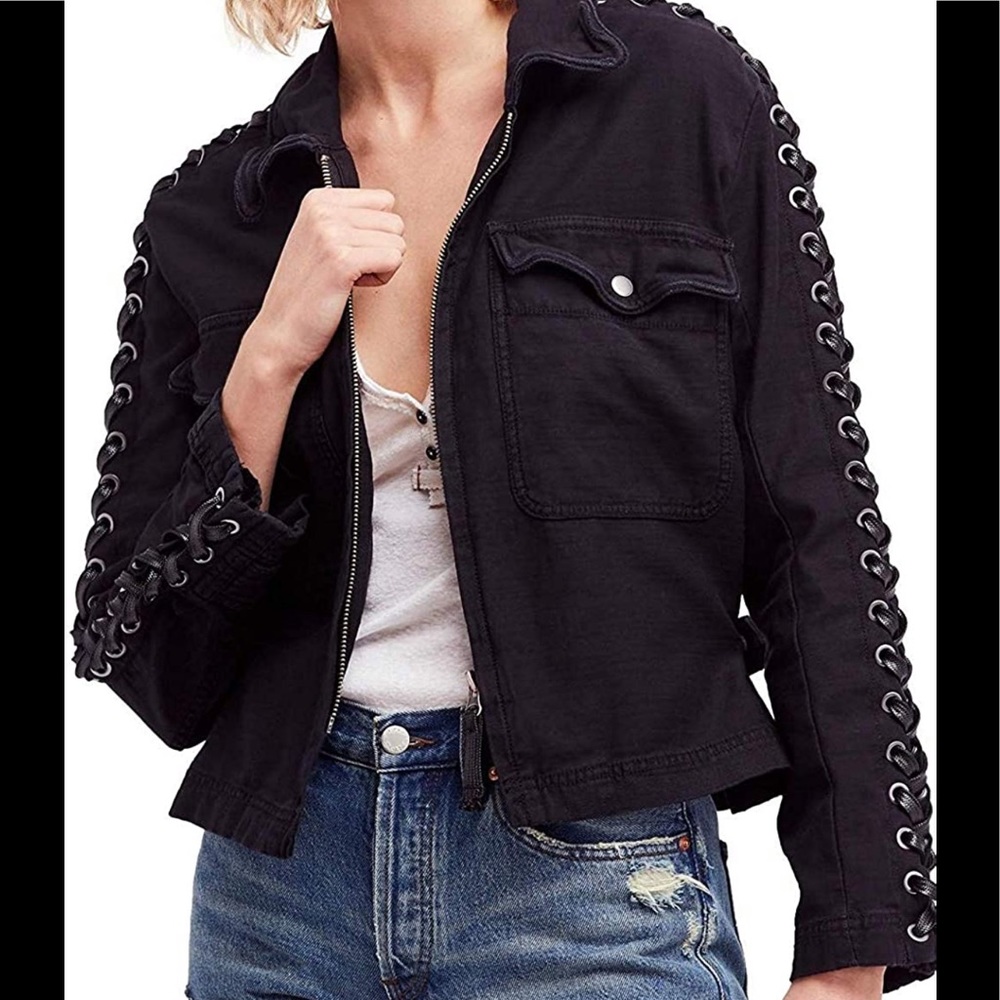 Free people jacket worn once! Faye fall black
